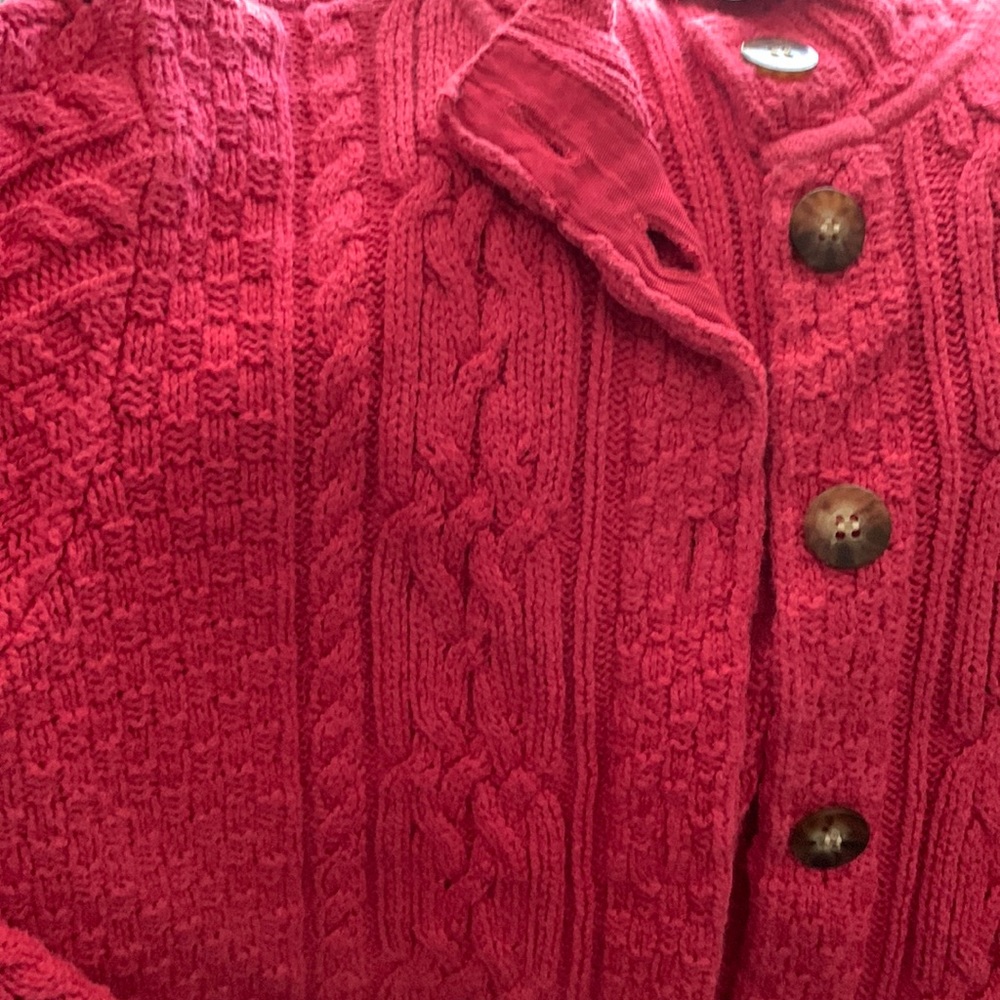 Talbots coral cable knit cotton blend button up cardigan szM In good condition - Picture 6 of 6